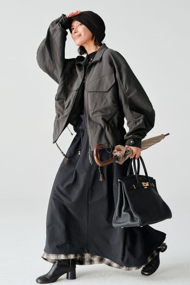 AIRCTRL 버블 체크 롱 스커트 NLBLCQZ003