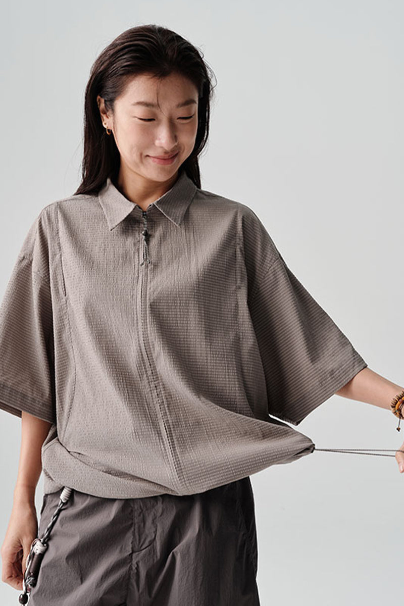 リップル生地半袖シャツアウターNLBLDCY002