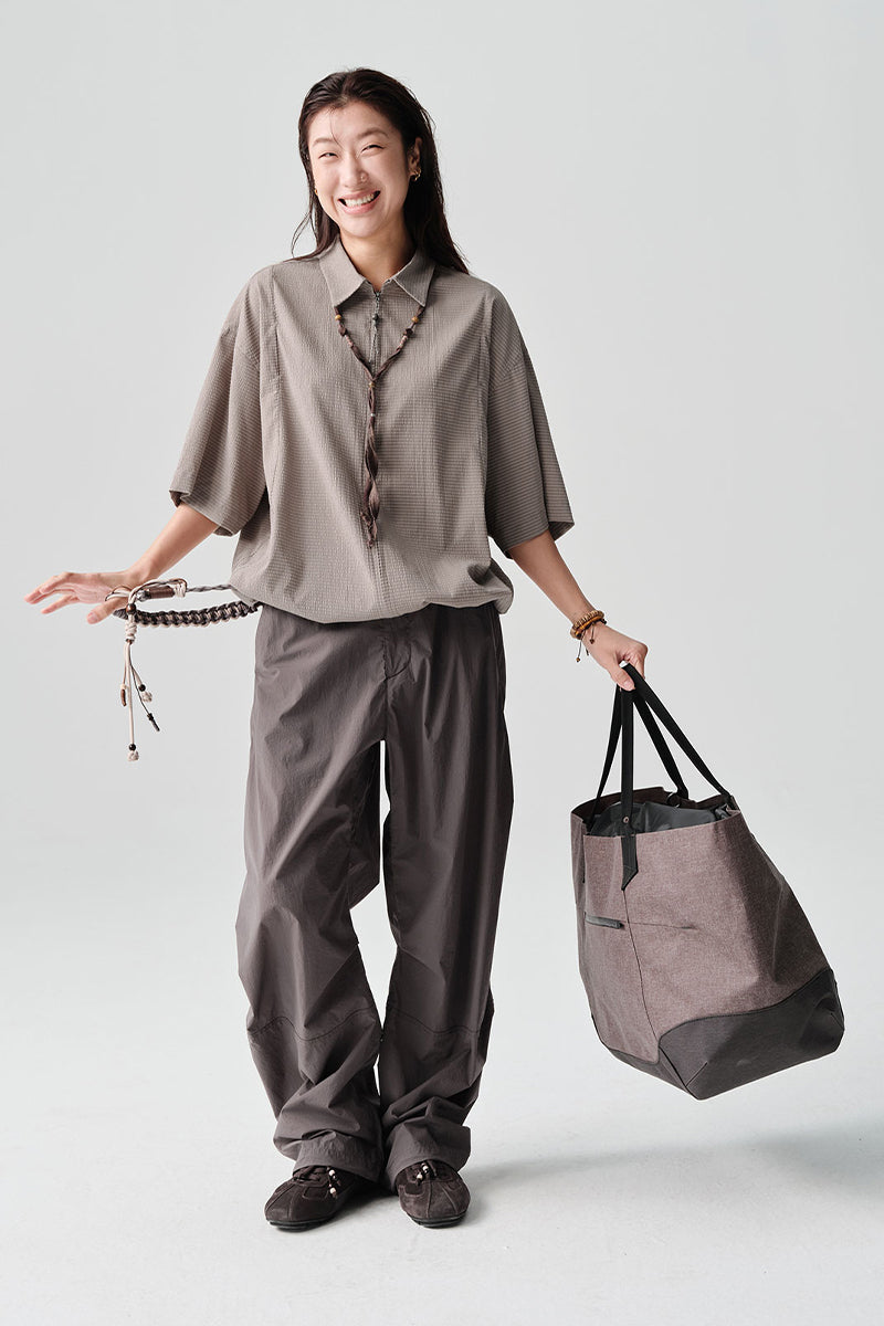 リップル生地半袖シャツアウターNLBLDCY002