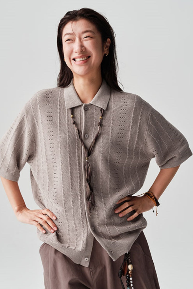 ABACELL半袖ニットカーディガンNLBLDCY003