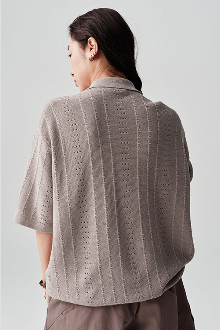 ABACELL半袖ニットカーディガンNLBLDCY003