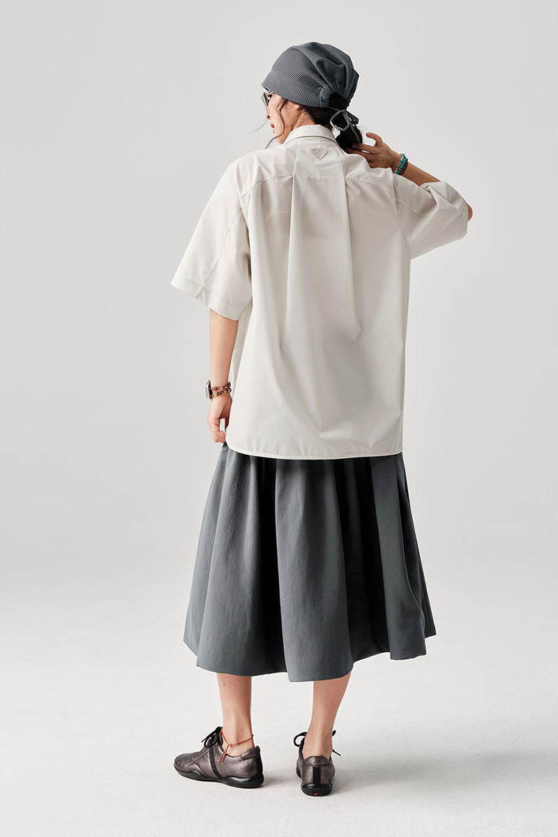 シワ感撥水加工半袖シャツシャツNLBLDCY001