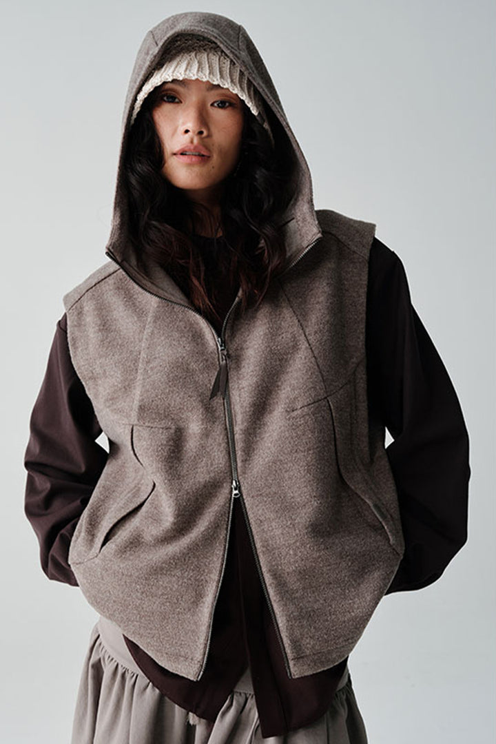 ウールフード付きベストNLBLDMJ002