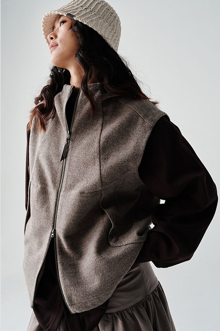 ウールフード付きベストNLBLDMJ002