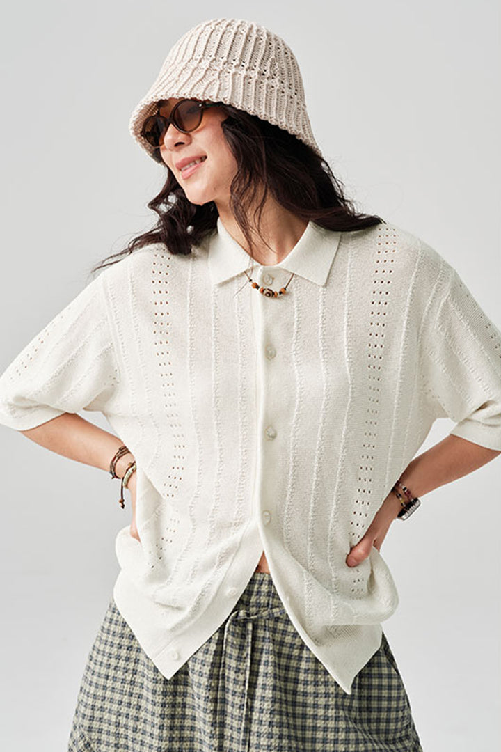 ABACELL半袖ニットカーディガンNLBLDCY003