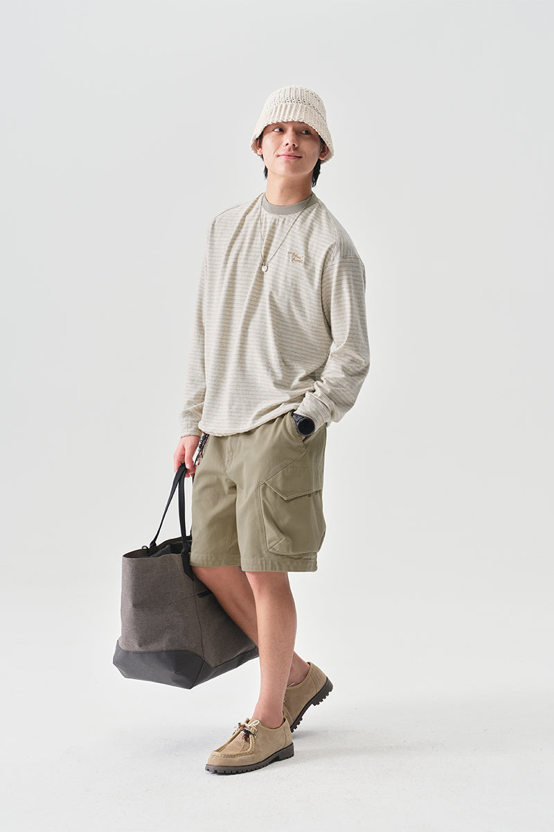 細ボーダーコットン長袖TシャツNLBLCTX014