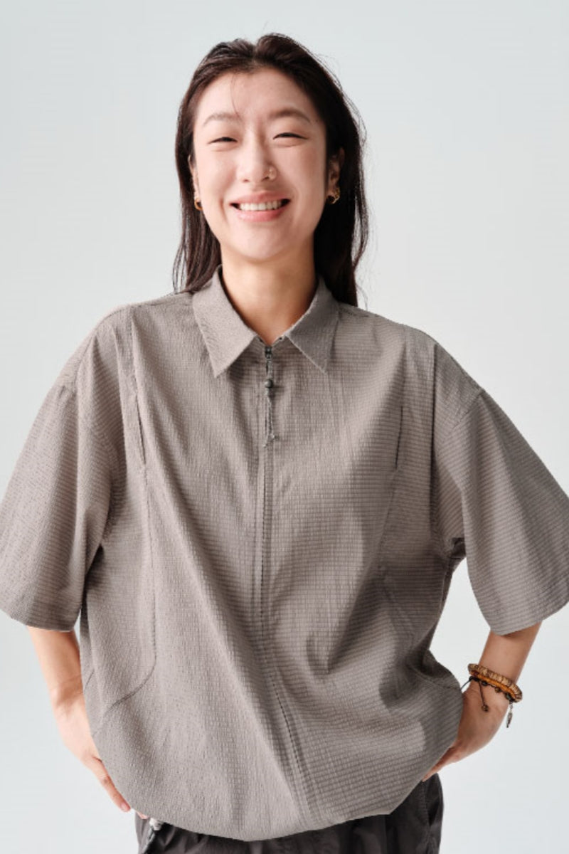 リップル生地半袖シャツアウターNLBLDCY002