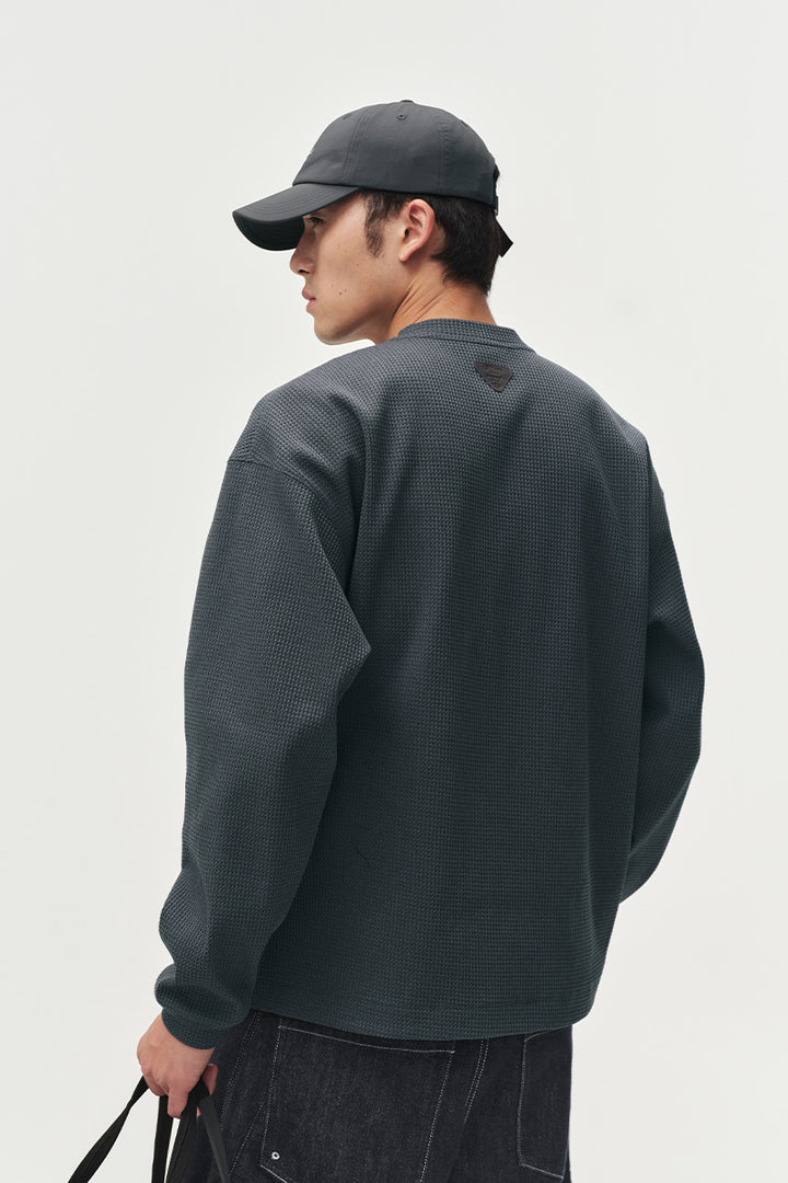 SOLOTEXヘンリーネックワッフル長袖TシャツNLBLCTX023
