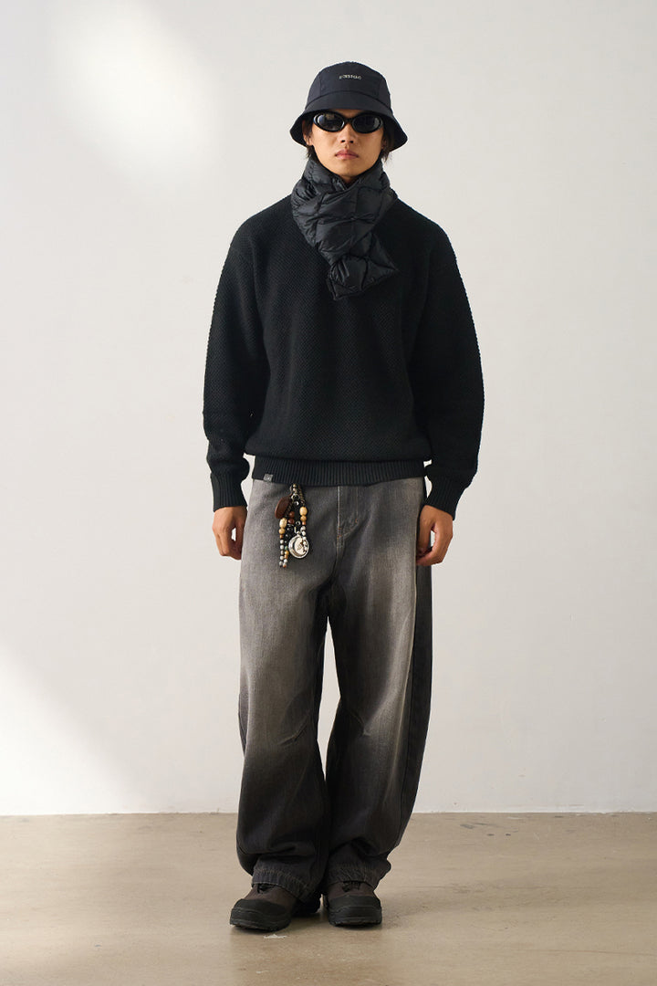 ウールハーフジップロングスリーブニットセーター25BLMS007