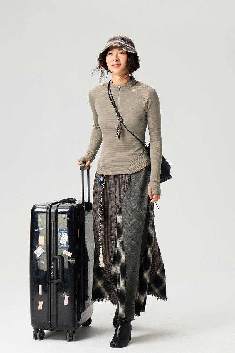 メリノウールハーフジップインナーウイメンズ25BLCT024