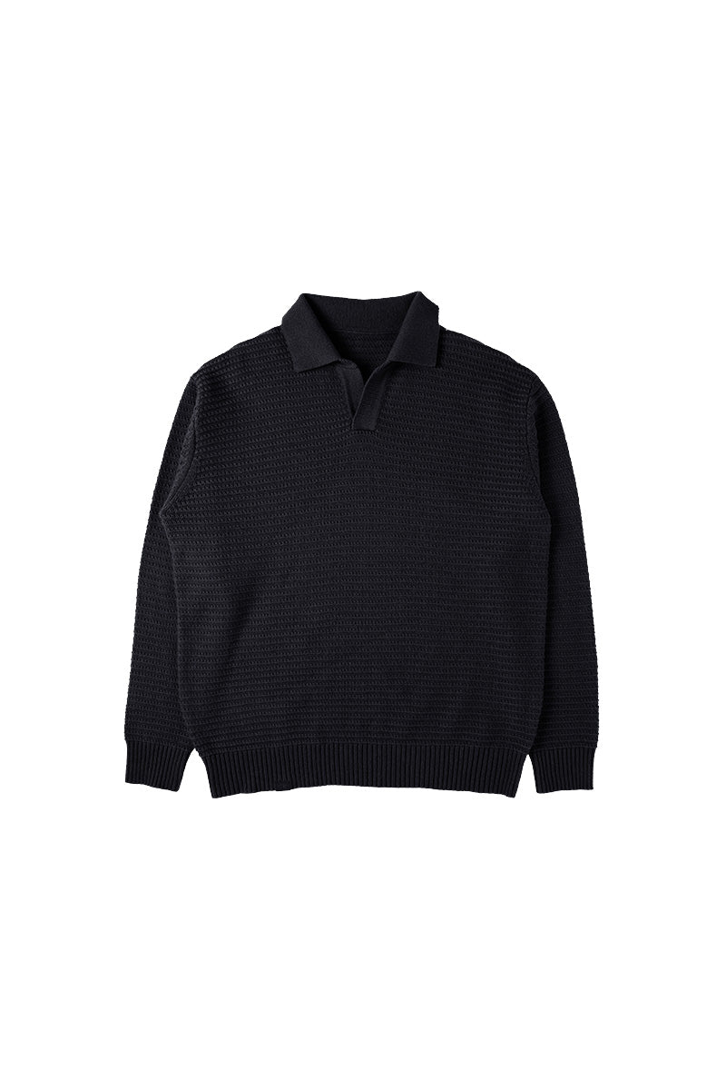 リブ編みポロネックセーター25BLMS005