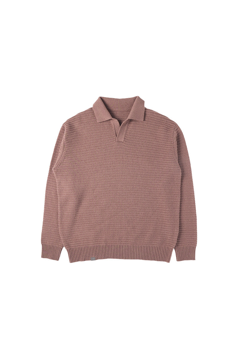 リブ編みポロネックセーター25BLMS005