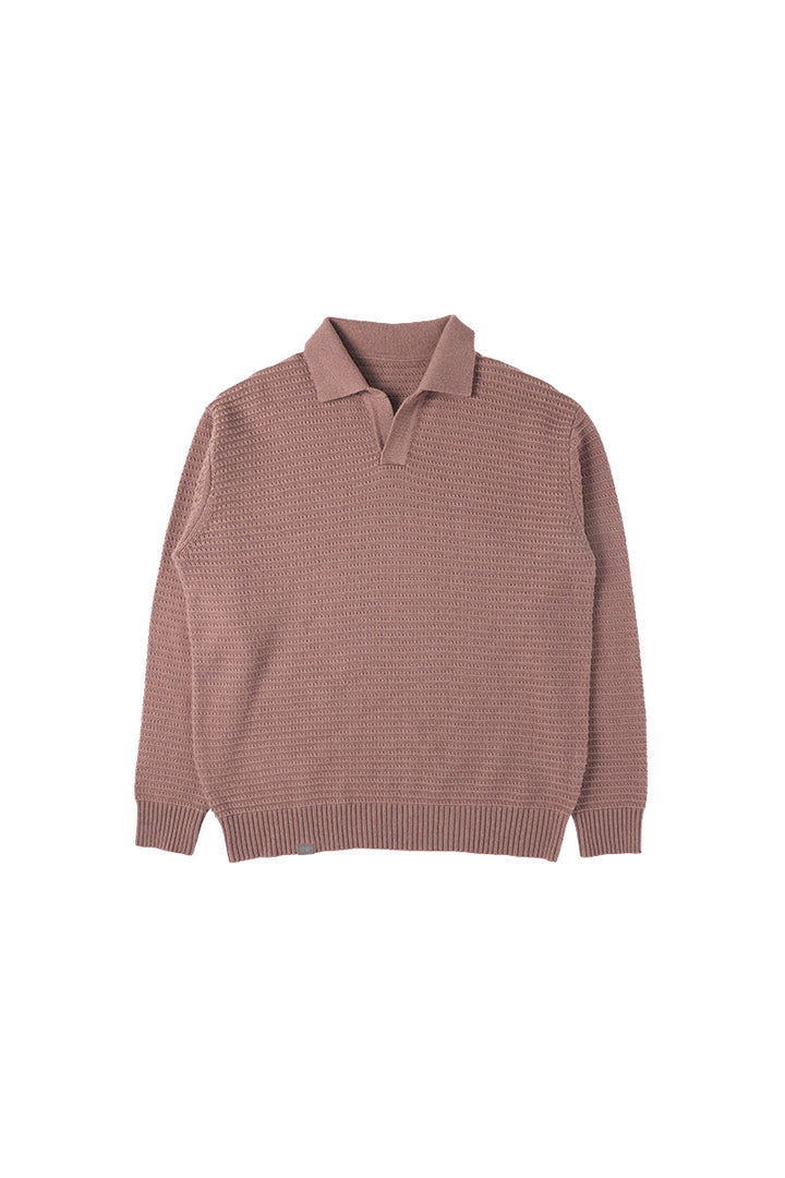 リブ編みポロネックセーター25BLMS005