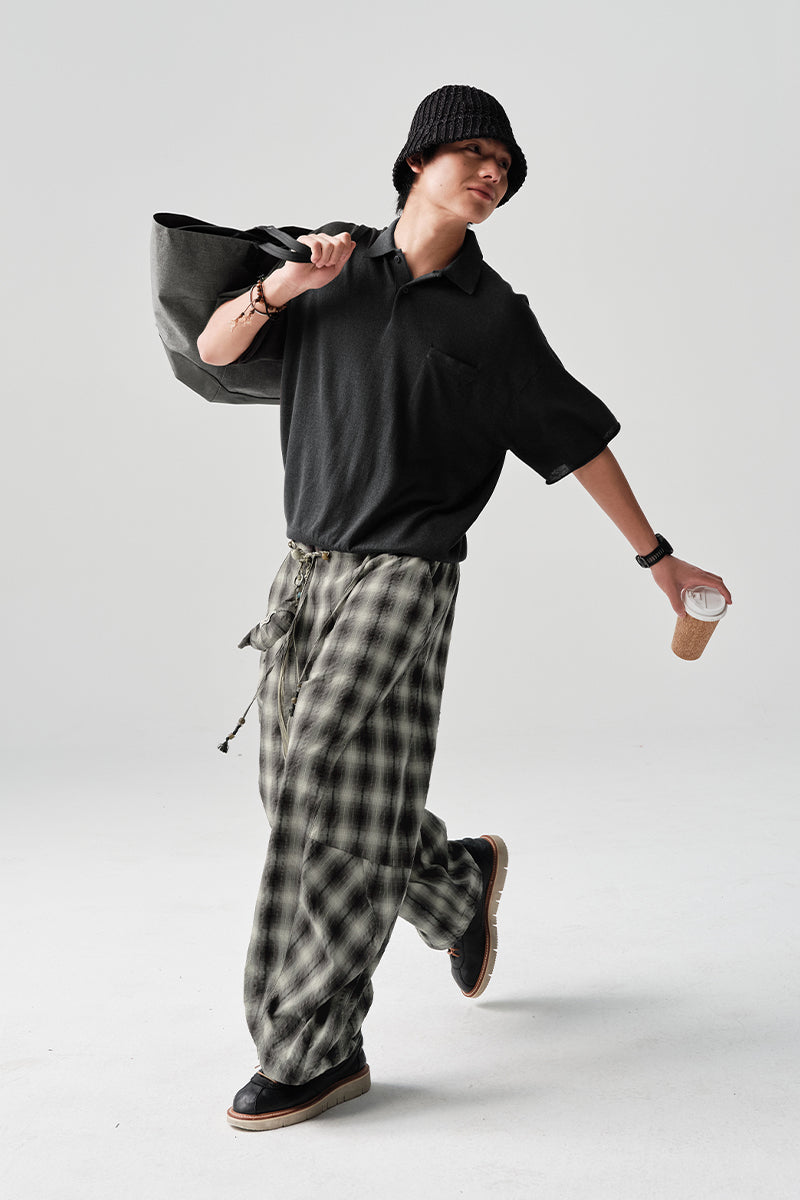 リップル生地カジュアルワークパンツNLBLACK005