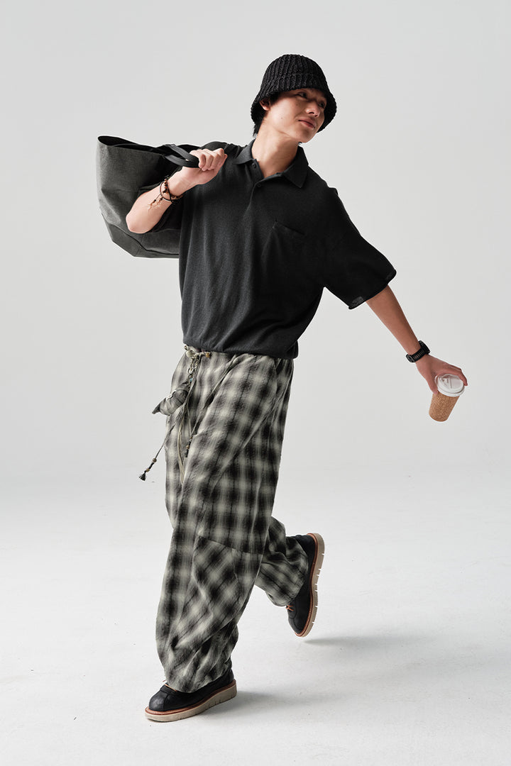 リップル生地カジュアルワークパンツNLBLACK005