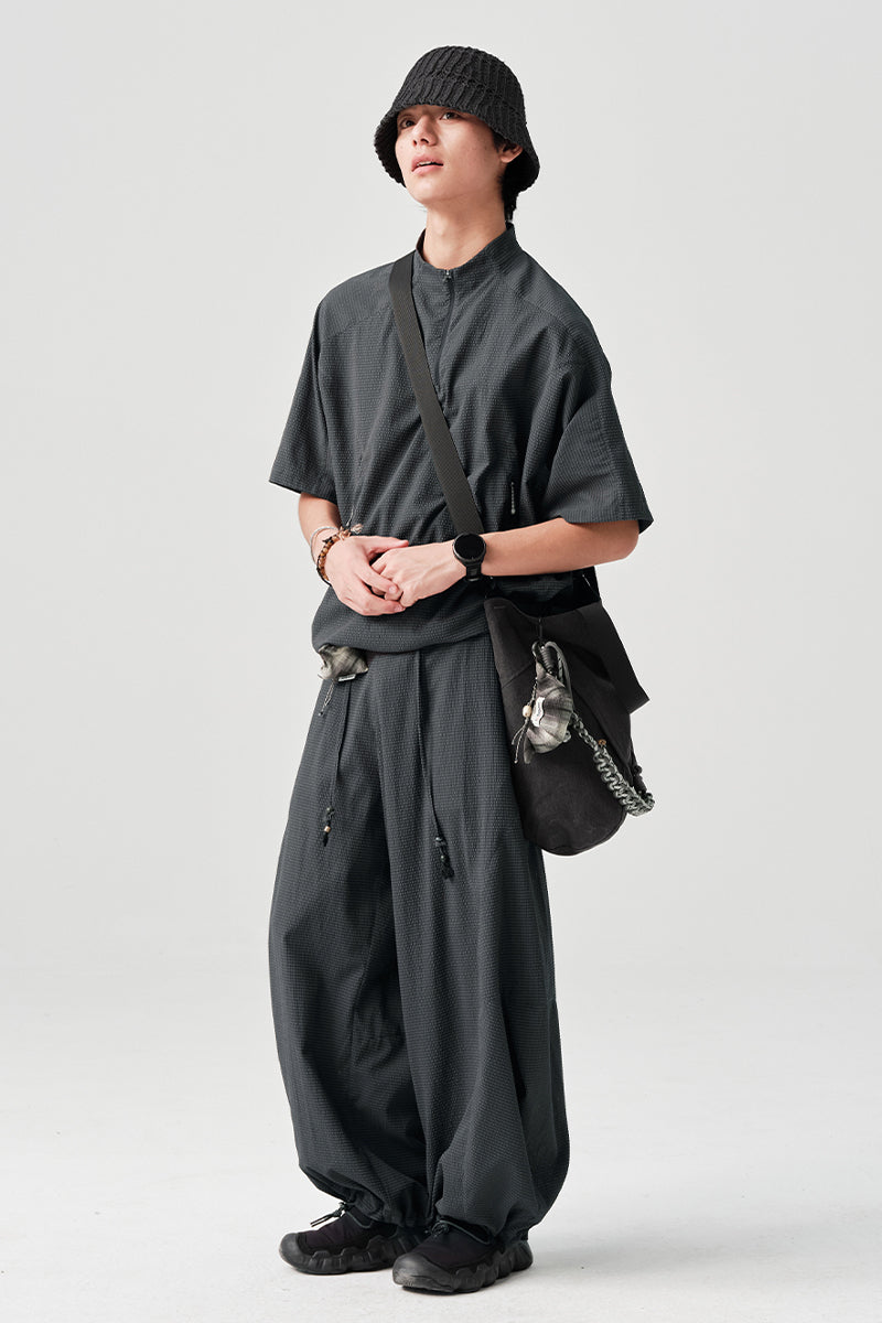 リップル生地カジュアルワークパンツNLBLACK005