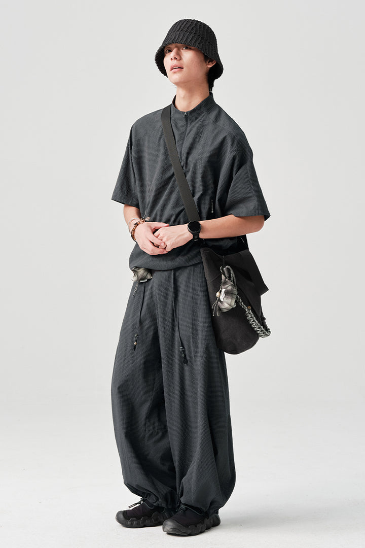 リップル生地カジュアルワークパンツNLBLACK005