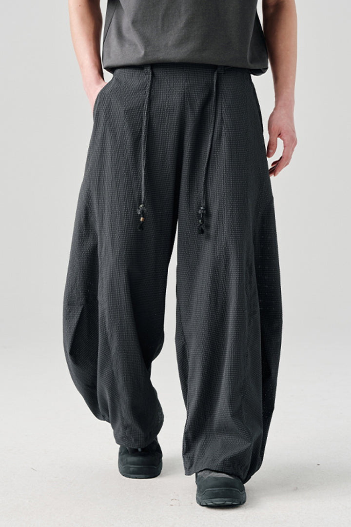 リップル生地カジュアルワークパンツNLBLACK005