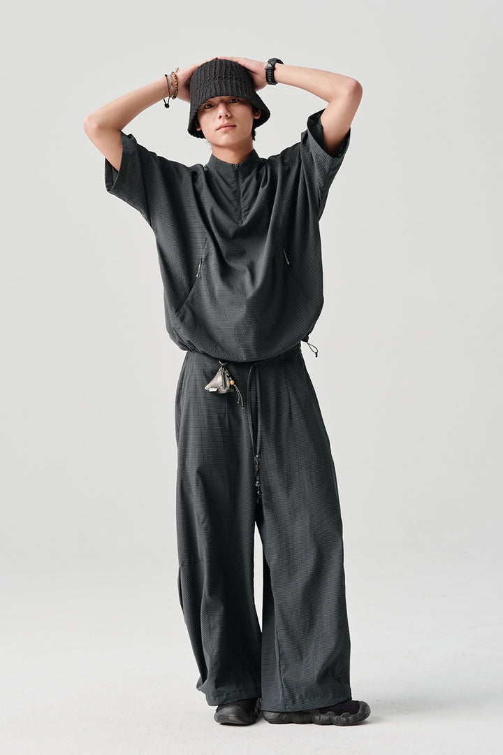 リップル生地カジュアルワークパンツNLBLACK005