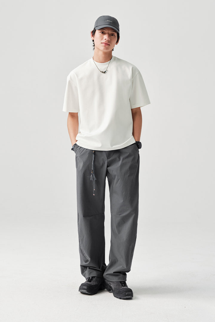 カジュアル涼感ストレートパンツNLBLACK008