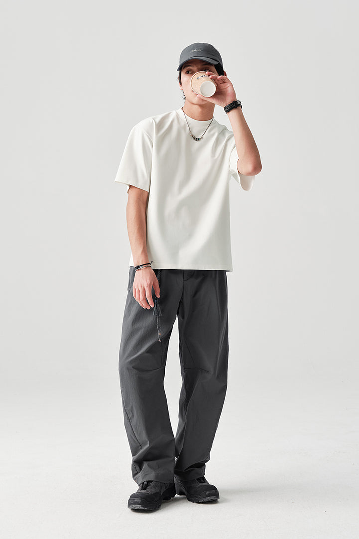 カジュアル涼感ストレートパンツNLBLACK008