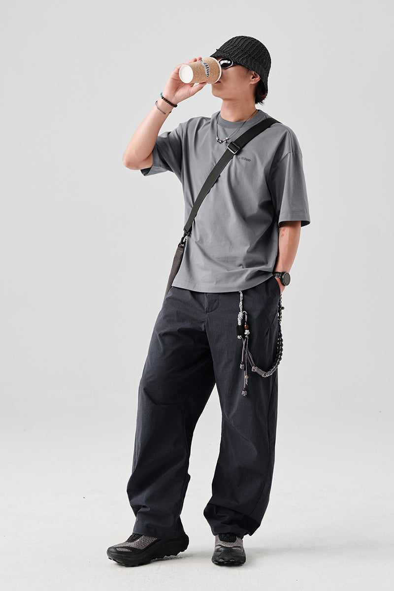 カジュアル涼感ストレートパンツNLBLACK008