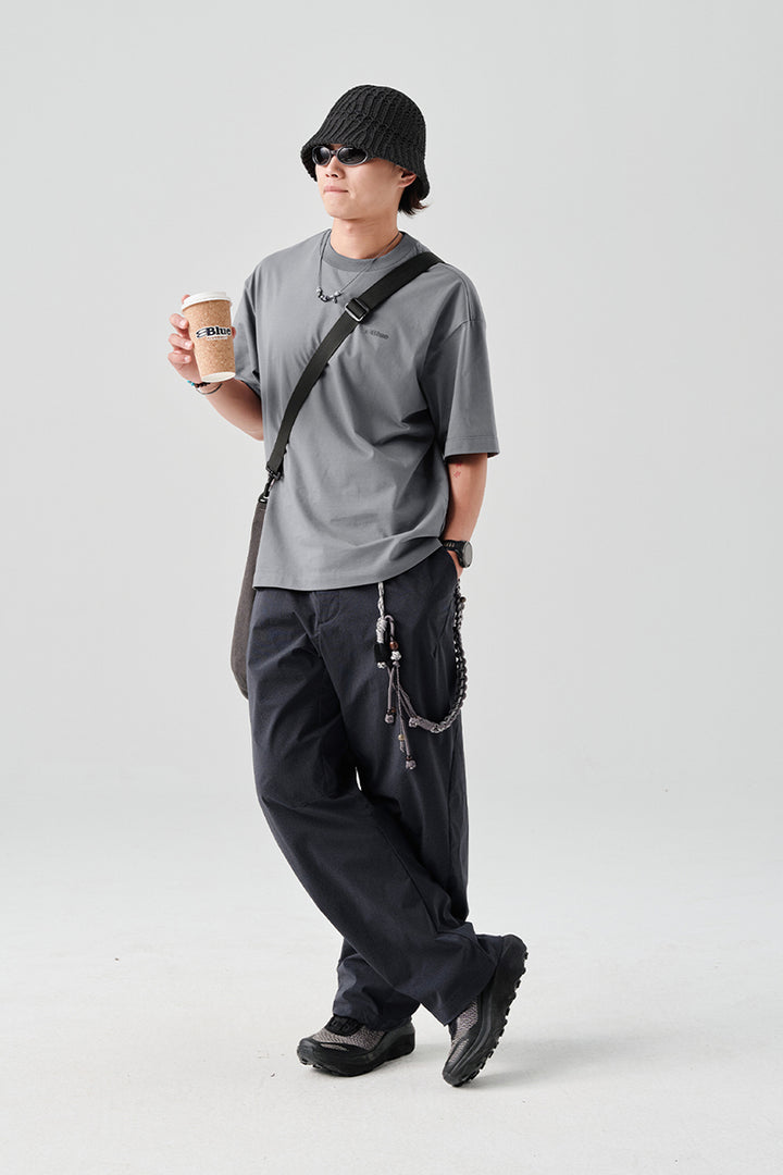 カジュアル涼感ストレートパンツNLBLACK008