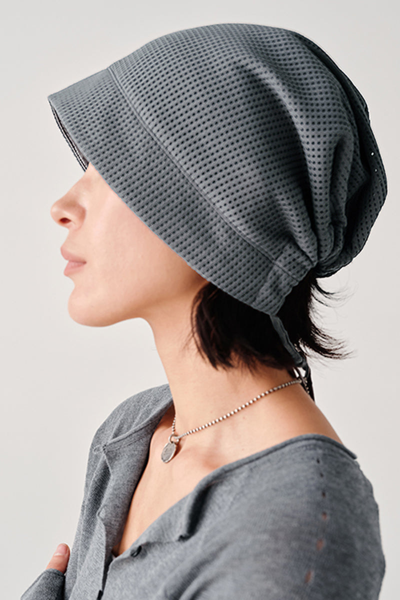 ワッフル編みドロストリング付き帽子NLBLAML004