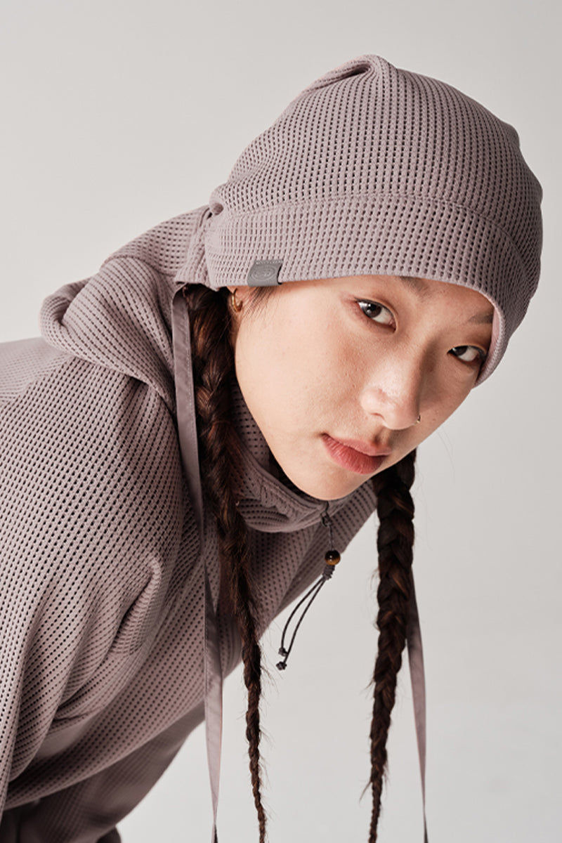 ワッフル編みドロストリング付き帽子NLBLAML004