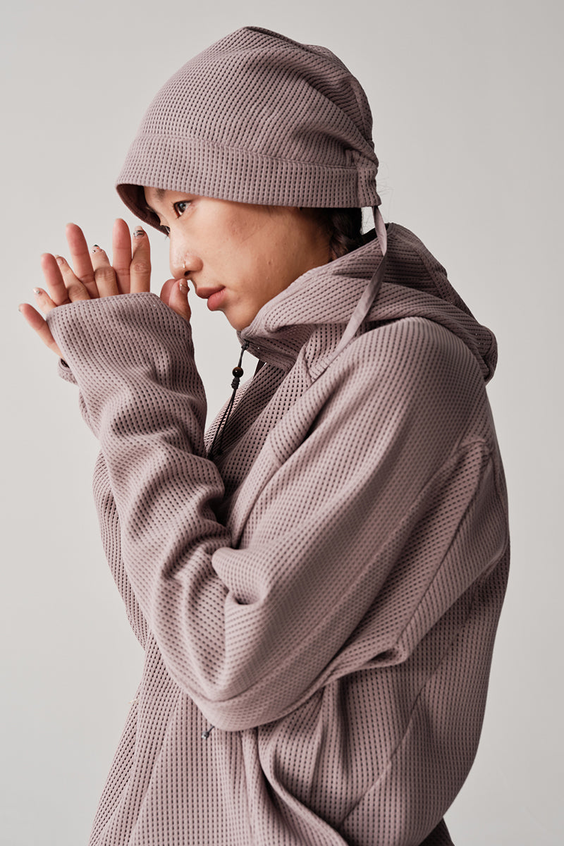 ワッフル編みドロストリング付き帽子NLBLAML004