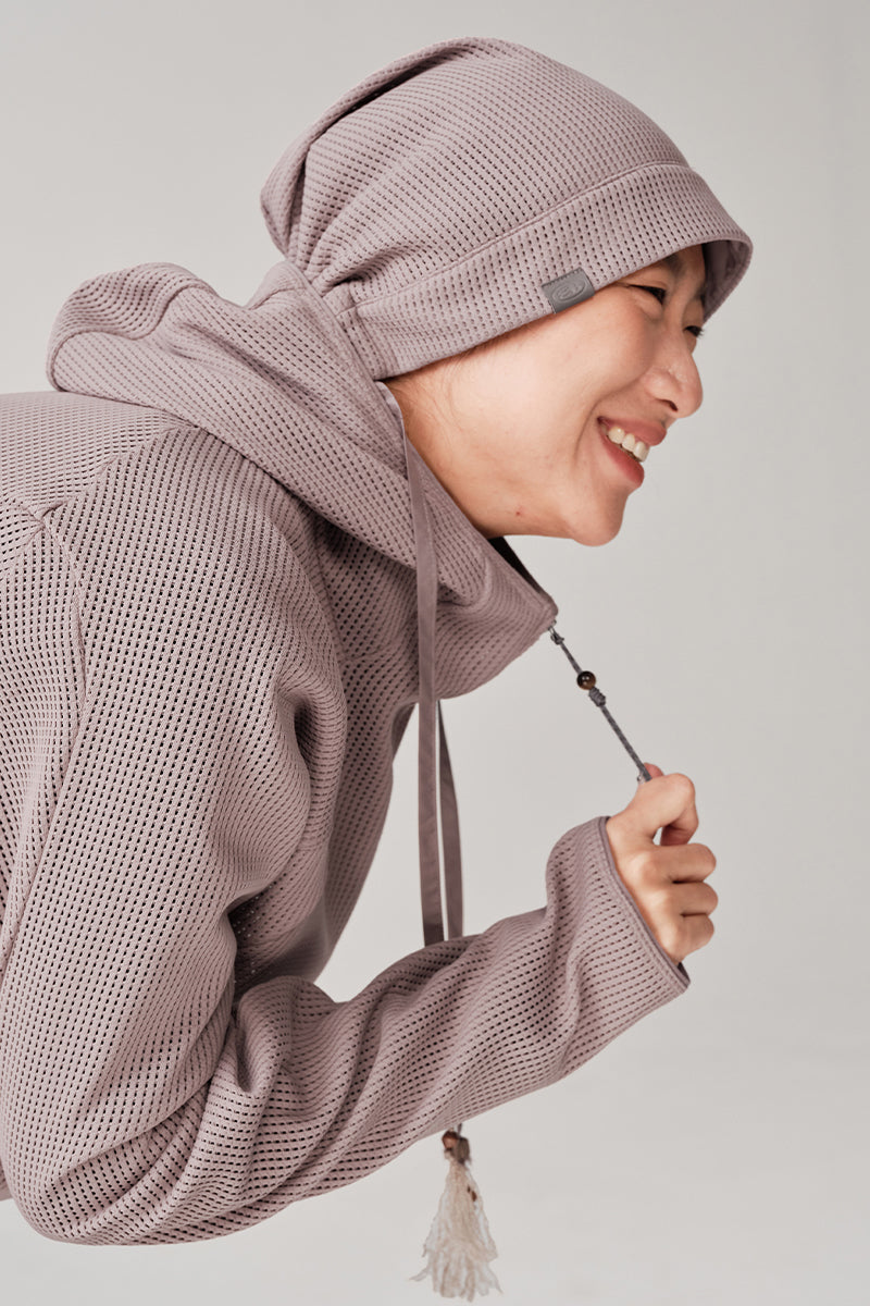 ワッフル編みドロストリング付き帽子NLBLAML004