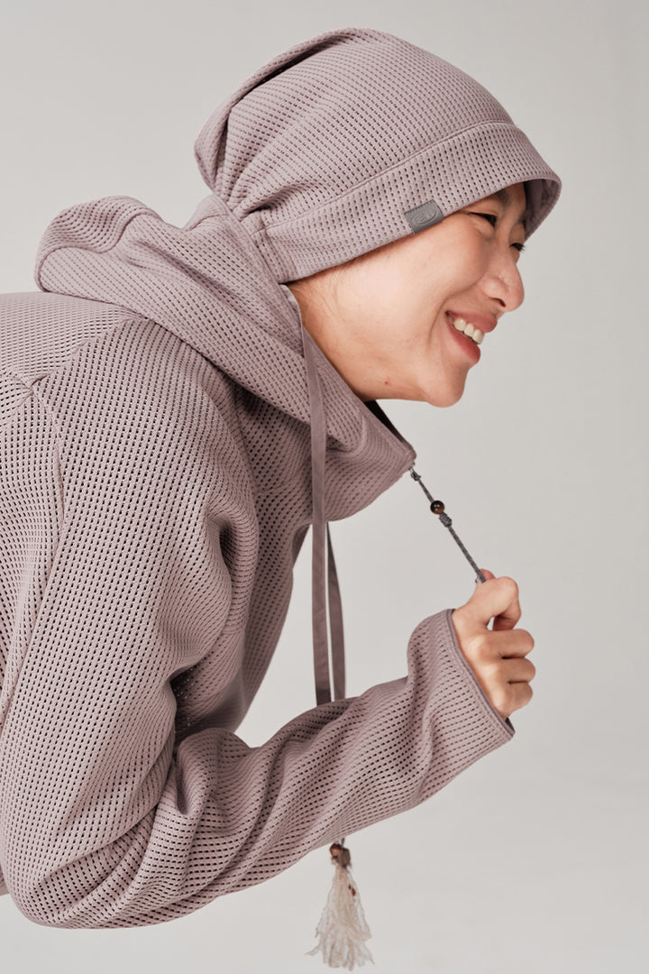 ワッフル編みドロストリング付き帽子NLBLAML004