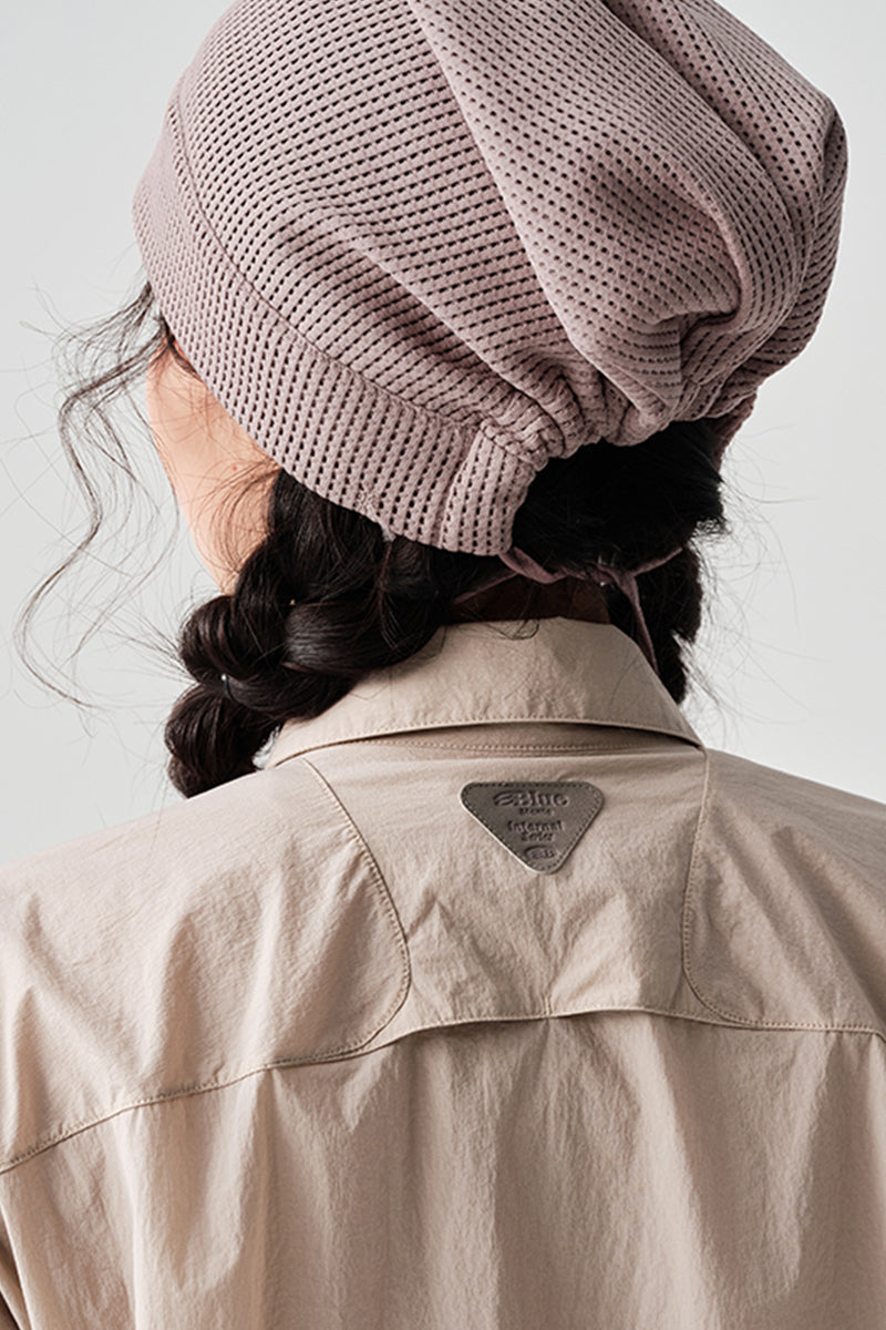 ワッフル編みドロストリング付き帽子NLBLAML004