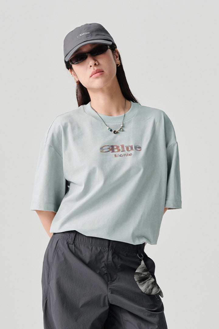 カラフル刺繍ロゴクルーネック半袖TシャツNLBLDTX005