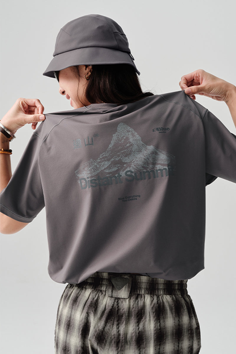 POLYGIENE遠山プリント抗菌半袖TシャツNLBLDTX020