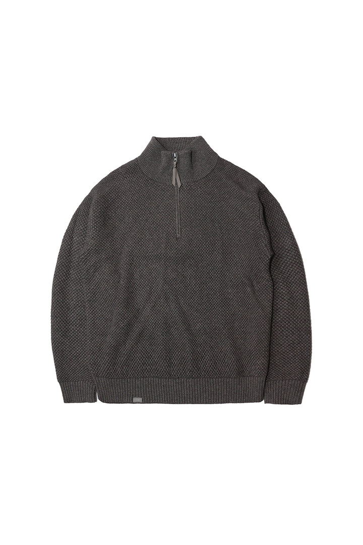 ウールハーフジップロングスリーブニットセーター25BLMS007