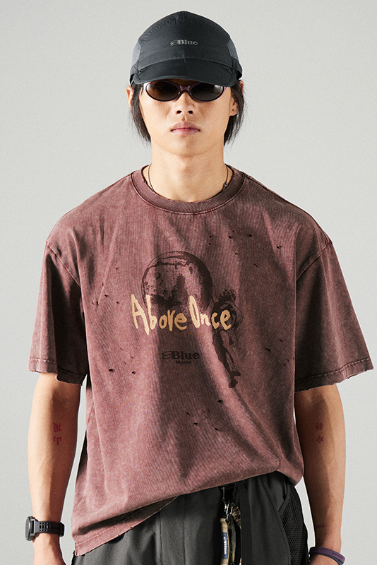 ダメージ加工 プリントTシャツ