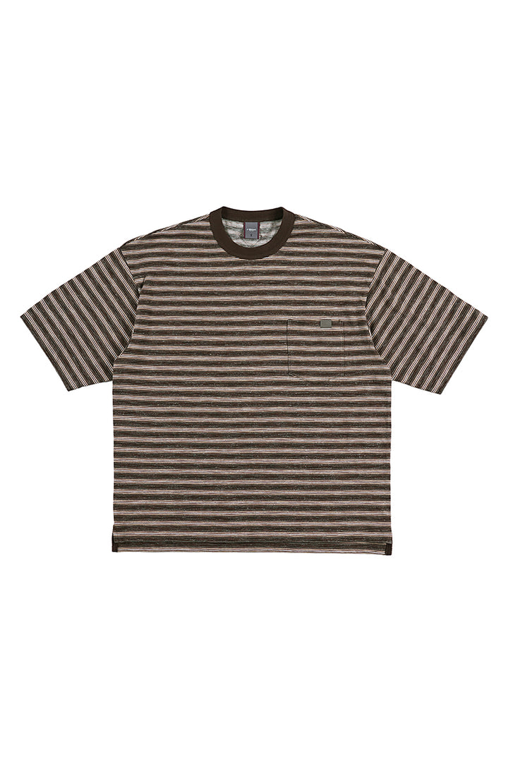 ボーダーラウンドネック半袖TシャツNLBLDTX010