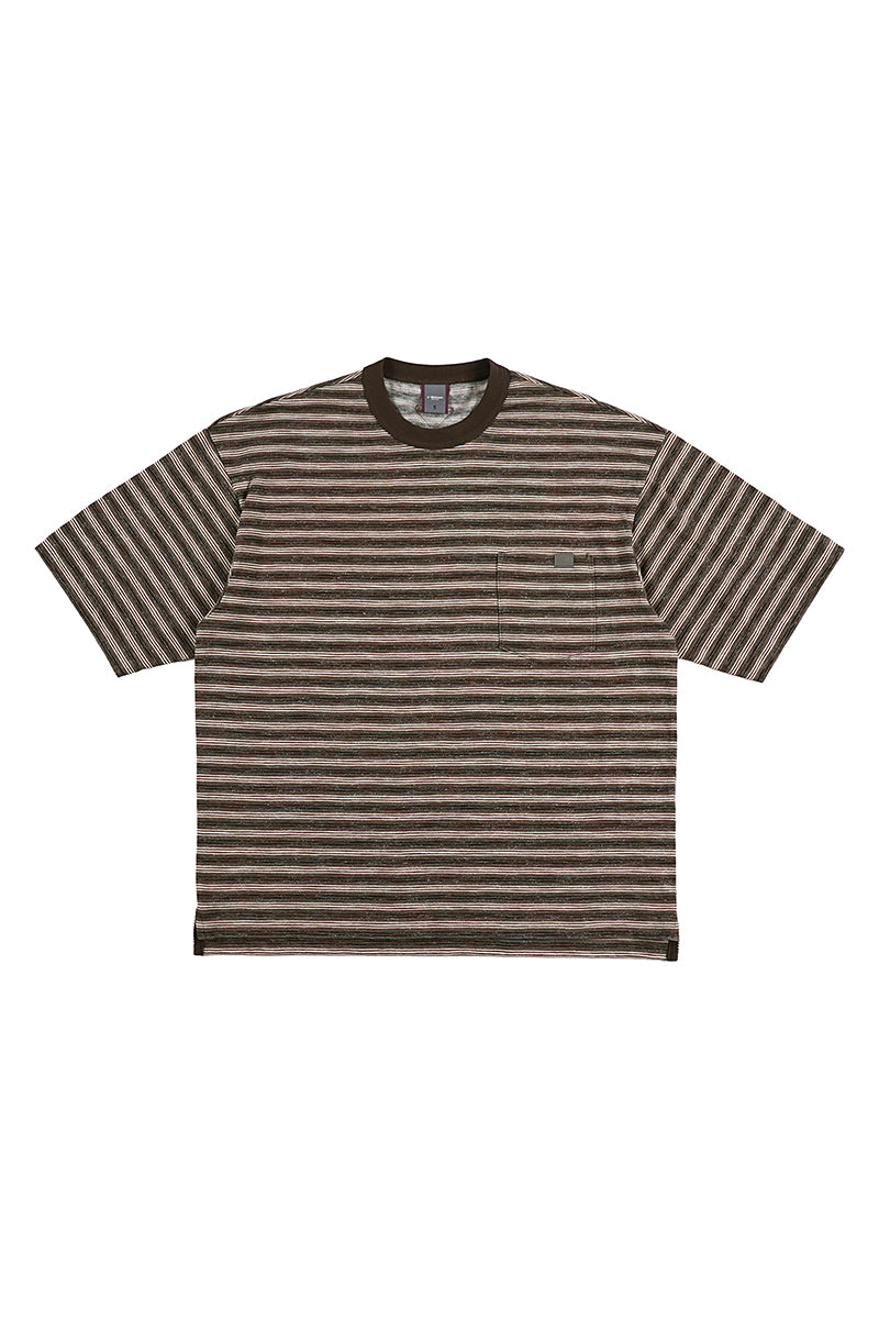 ボーダーラウンドネック半袖TシャツNLBLDTX010